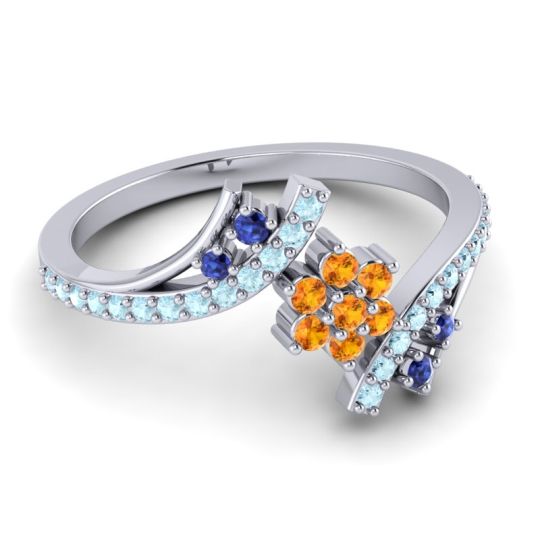 Simple Floral Pave Bypass Anvaya Ring