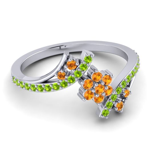 Simple Floral Pave Bypass Anvaya Ring