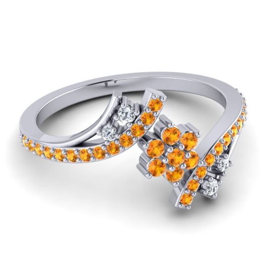 Simple Floral Pave Bypass Anvaya Ring