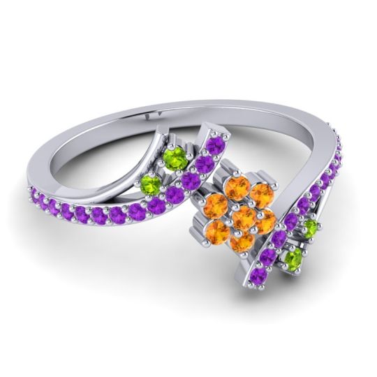 Simple Floral Pave Bypass Anvaya Ring