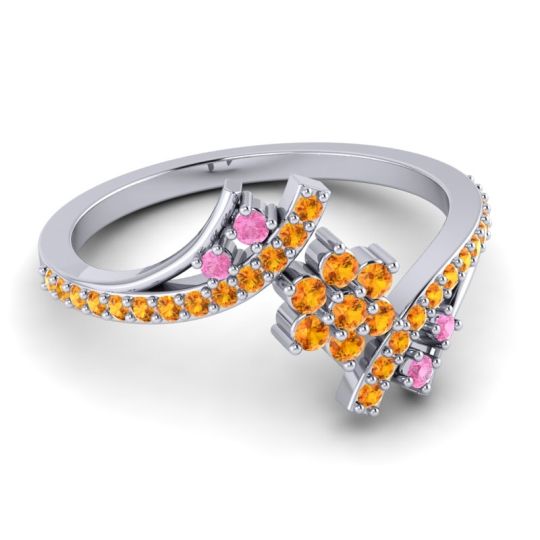 Simple Floral Pave Bypass Anvaya Ring