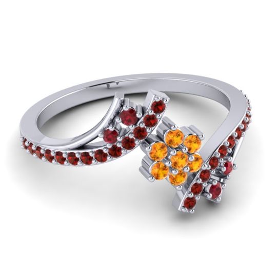 Simple Floral Pave Bypass Anvaya Ring