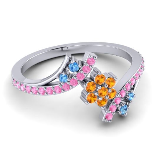 Simple Floral Pave Bypass Anvaya Ring