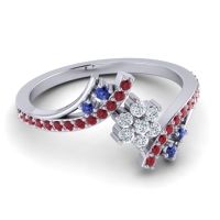 Simple Floral Pave Bypass Anvaya Ring