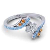 Simple Floral Pave Bypass Anvaya Ring