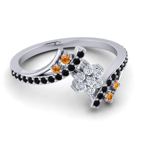 Simple Floral Pave Bypass Anvaya Ring