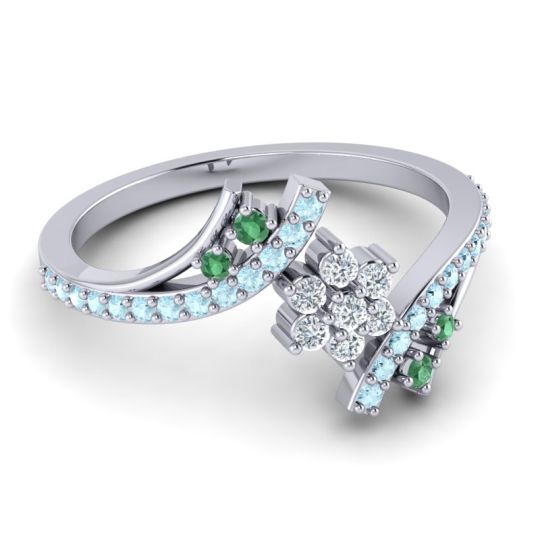 Simple Floral Pave Bypass Anvaya Ring