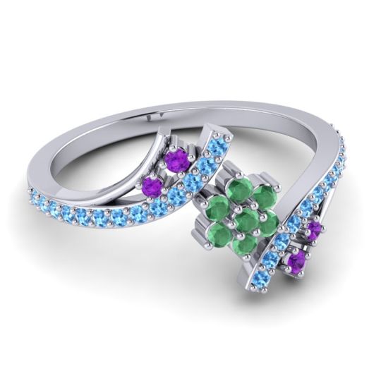 Simple Floral Pave Bypass Anvaya Ring