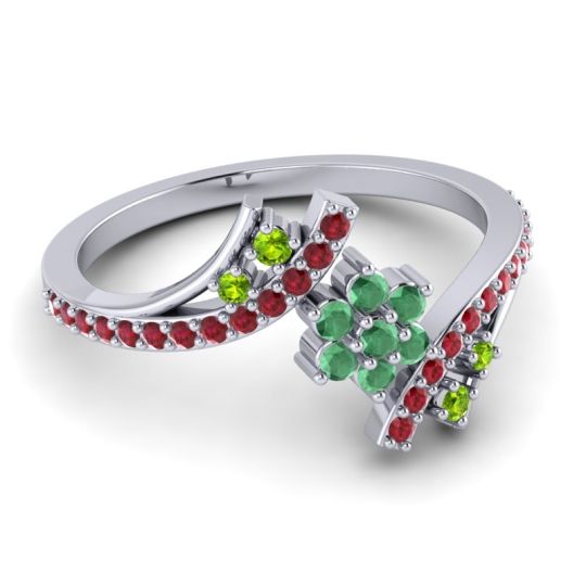 Simple Floral Pave Bypass Anvaya Ring