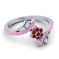 Simple Floral Pave Bypass Anvaya Ring