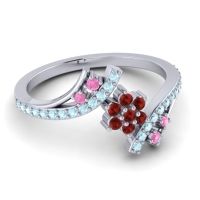 Simple Floral Pave Bypass Anvaya Ring