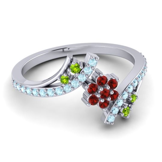 Simple Floral Pave Bypass Anvaya Ring