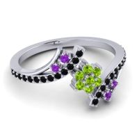 Simple Floral Pave Bypass Anvaya Ring