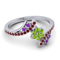 Simple Floral Pave Bypass Anvaya Ring