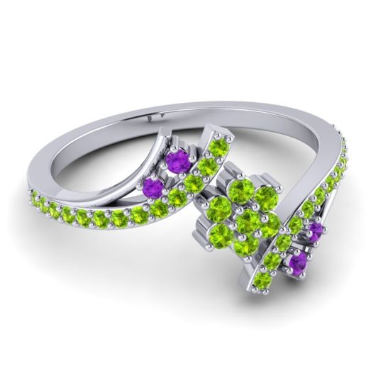 Simple Floral Pave Bypass Anvaya Ring