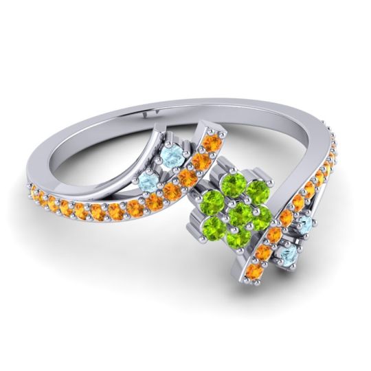 Simple Floral Pave Bypass Anvaya Ring