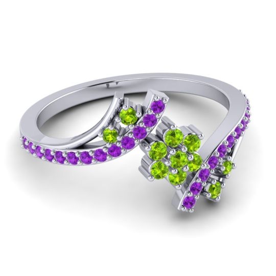 Simple Floral Pave Bypass Anvaya Ring