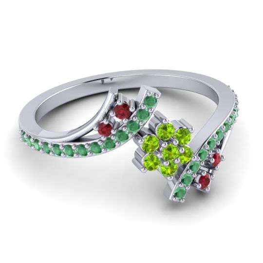 Simple Floral Pave Bypass Anvaya Ring