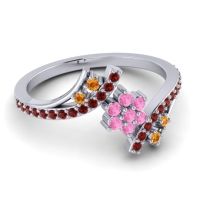 Simple Floral Pave Bypass Anvaya Ring