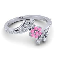 Simple Floral Pave Bypass Anvaya Ring
