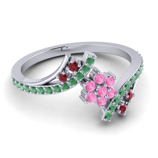 Simple Floral Pave Bypass Anvaya Ring