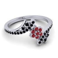 Simple Floral Pave Bypass Anvaya Ring