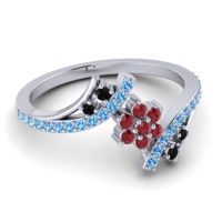 Simple Floral Pave Bypass Anvaya Ring