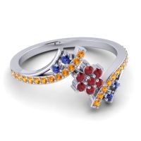 Simple Floral Pave Bypass Anvaya Ring