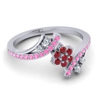 Simple Floral Pave Bypass Anvaya Ring