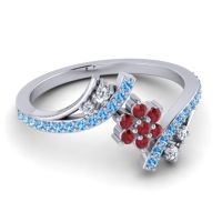 Simple Floral Pave Bypass Anvaya Ring