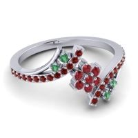 Simple Floral Pave Bypass Anvaya Ring