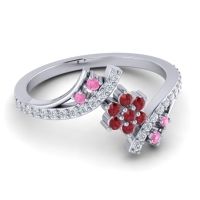 Simple Floral Pave Bypass Anvaya Ring