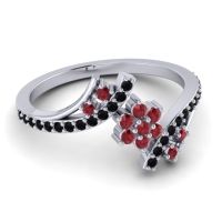 Simple Floral Pave Bypass Anvaya Ring