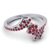 Simple Floral Pave Bypass Anvaya Ring