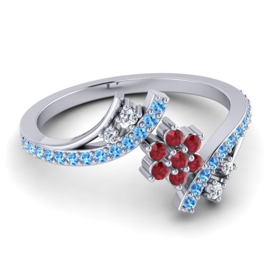 Simple Floral Pave Bypass Anvaya Ring