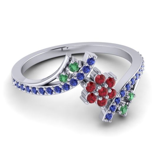 Simple Floral Pave Bypass Anvaya Ring