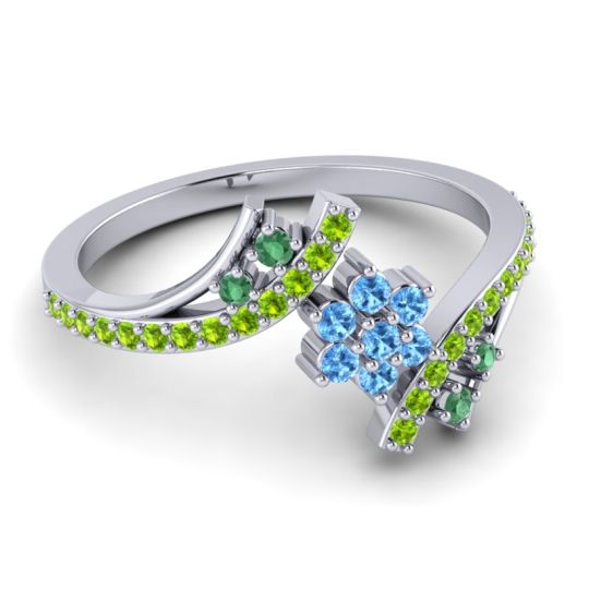 Simple Floral Pave Bypass Anvaya Ring