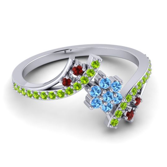 Simple Floral Pave Bypass Anvaya Ring