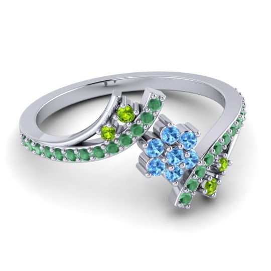 Simple Floral Pave Bypass Anvaya Ring