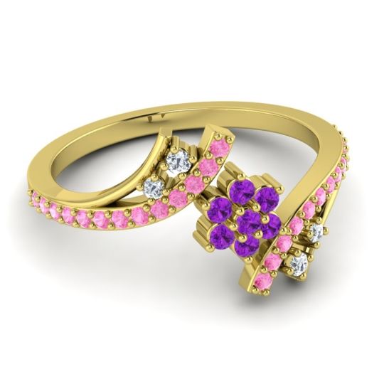 Simple Floral Pave Bypass Anvaya Ring