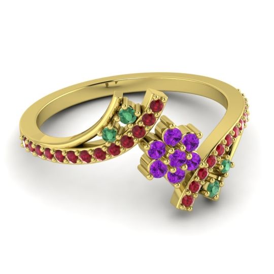 Simple Floral Pave Bypass Anvaya Ring