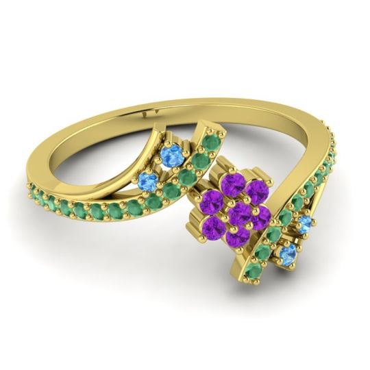 Simple Floral Pave Bypass Anvaya Ring