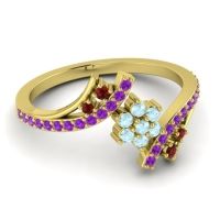 Simple Floral Pave Bypass Anvaya Ring