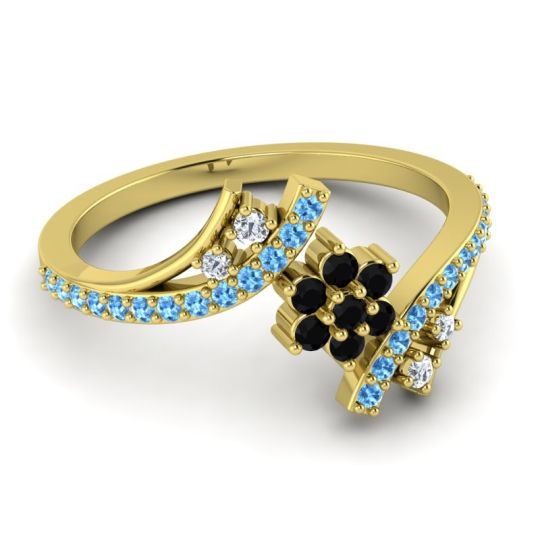 Simple Floral Pave Bypass Anvaya Ring