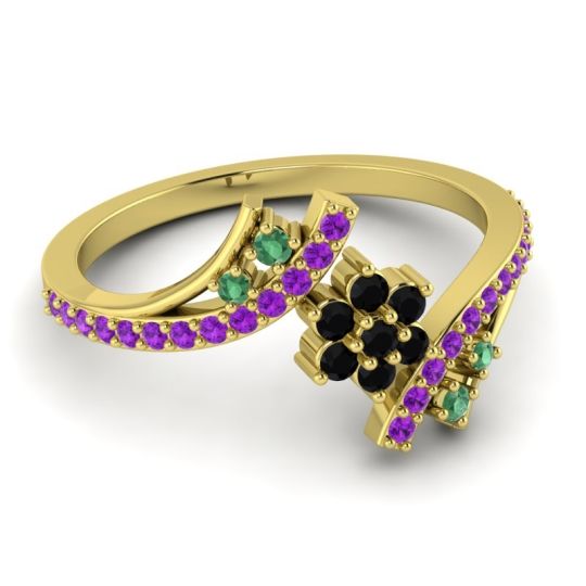 Simple Floral Pave Bypass Anvaya Ring