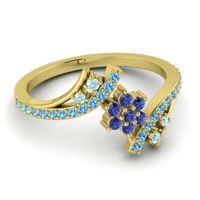 Simple Floral Pave Bypass Anvaya Ring