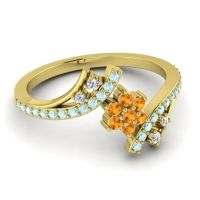 Simple Floral Pave Bypass Anvaya Ring
