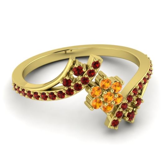 Simple Floral Pave Bypass Anvaya Ring