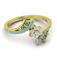 Simple Floral Pave Bypass Anvaya Ring