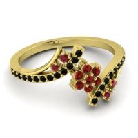 Simple Floral Pave Bypass Anvaya Ring